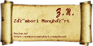 Zámbori Menyhért névjegykártya